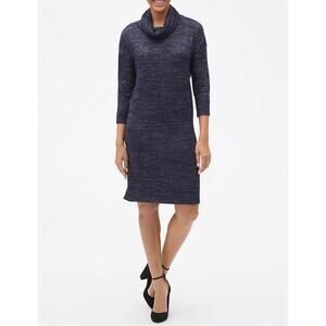 Gap Softspun Cowl-Neck Ribbed Navy Marled Sweater Dress Size XL